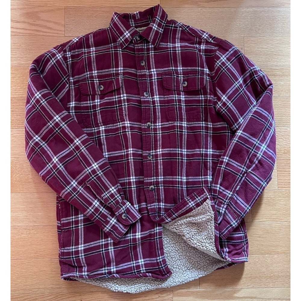 Wrangler Premium Flannel Shacket Mens S Sherpa Lined Insulated Red Black